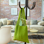Wool tote bag, 'Royal Olive' - Handloomed Solid Olive Wool Tote Bag from Mexico