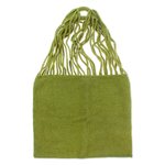 Wool tote bag, 'Royal Olive' - Handloomed Solid Olive Wool Tote Bag from Mexico