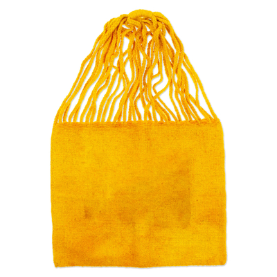 Wool tote bag, 'Royal Amber' - Handloomed Solid Amber Wool Tote Bag from Mexico