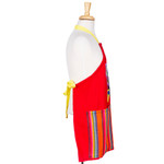 Cotton apron, 'Ruby Changes' - Butterfly-Themed Gabardine Cotton in a Ruby Hue