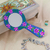 Wood hand mirror, 'Primaveral Teal' - Traditional Painted Floral Copal Wood Hand Mirror in Teal