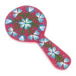 Wood hand mirror, 'Primaveral Mulberry' - Classic Painted Floral Copal Wood Hand Mirror in Mulberry