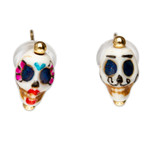 Gold-accented howlite stud earrings, 'To the Afterlife' - Handmade Day of The Dead 14k Gold-Accented Stud Earrings