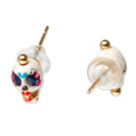 Gold-accented howlite stud earrings, 'To the Afterlife' - Handmade Day of The Dead 14k Gold-Accented Stud Earrings