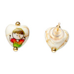 Gold-accented howlite stud earrings, 'Little Mates' - Hand-Painted Heart-Shaped Howlite Stud Earrings from Mexico