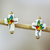 Gold-accented howlite button earrings, 'Harmonious Faith' - 14k Gold-Accented Hummingbird Cross Button Earrings