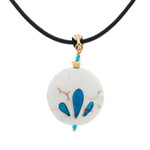 Gold-accented howlite pendant necklace, 'Universal Glance' - Hand-Painted 14k Gold-Accented Round Pendant Necklace