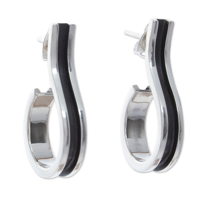Silberne Tropfenohrringe - Moderne abstrakte silberne Ohrhänger, hergestellt in Mexiko