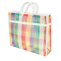 Recycled plastic tote bags, 'Rainbow Convenience' (pair) - Handcrafted Rainbow Recycled Plastic Tote Bags (Pair)