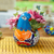 Ceramic flower pot, 'Glacier Coo' - Talavera Glacier Blue Ceramic Pigeon Flower Pot from Mexico