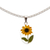 Natural flower pendant necklace, 'Sunflower Soul' - Oval Natural Sunflower Pendant Necklace from Mexico