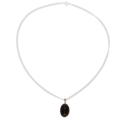 Halskette mit natürlichem Blumenanhänger - Ovale schwarze Halskette mit Anhänger aus natürlichem Löwenzahnharz