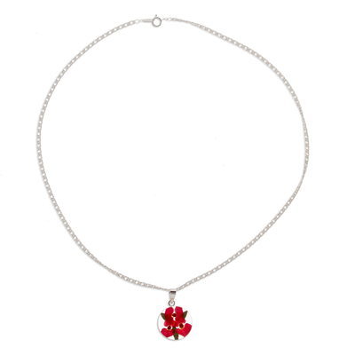 collar con colgante de flor natural - Collar con colgante de flor natural redonda de México