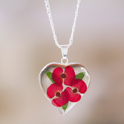 Heart Shaped Glass Dried Flower Glass Heart Pendant DAN624 From Dh_alice,  $1.81 | DHgate.Com
