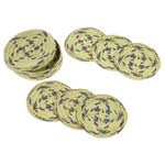 Natural fiber coasters, 'Cyan Eco' (set of 6) - Set of 6 Cyan and Crimson Natural Fiber Coasters from Mexico