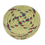 Natural fiber coasters, 'Cyan Eco' (set of 6) - Set of 6 Cyan and Crimson Natural Fiber Coasters from Mexico