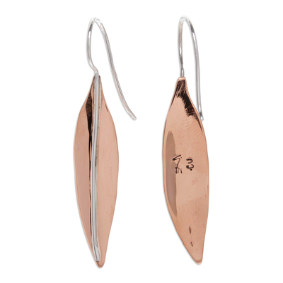 Copper-plated sterling silver drop earrings, 'Foliage Majesty' - Leafy Sterling Silver Drop Earrings with Copper Plating