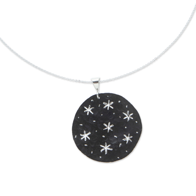 Sterling silver pendant necklace, 'Midnight Firmament' - Starry Sterling Silver Pendant Necklace from Mexico