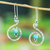 Turquoise dangle earrings, 'Sinuous Hope' - Hammered Sterling Silver Dangle Earrings with Turquoise Gems