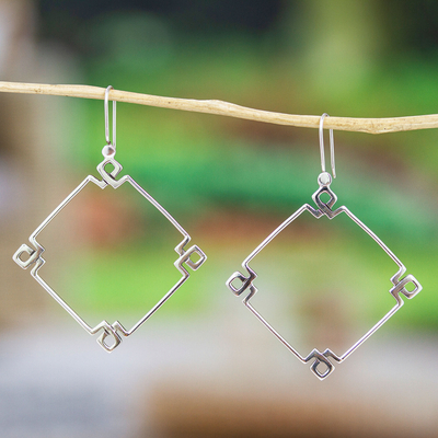 Sterling silver dangle earrings, 'Glorious Geometry' - Geometric Polished Sterling Silver Dangle Earrings