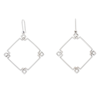 Sterling silver dangle earrings, 'Glorious Geometry' - Geometric Polished Sterling Silver Dangle Earrings