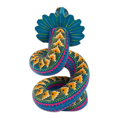 Figurilla de alebrije de madera - Alebrije de madera pintada a mano quetzalcóatl figurilla serpiente