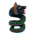 Wood alebrije figurine, 'Imposing Quetzalcoatl' - Wood Quetzalcoatl Serpent Figurine Hand-Painted in Mexico