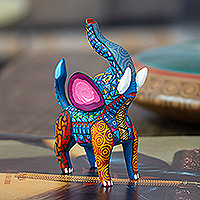 Figura de alebrije de madera, 'Elefante Esplendor' - Figura de Elefante Alebrije de Madera Pintada a Mano en México