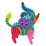 Wood alebrije figurine, 'Spectacular Elephant' - Hand-Painted Mexican Wood Alebrije Elephant Figurine
