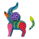 Wood alebrije figurine, 'Spectacular Elephant' - Hand-Painted Mexican Wood Alebrije Elephant Figurine