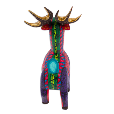 Wood alebrije figurine, 'Charming Deer' - Wood Alebrije Deer Figurine Painted by Hand in Mexico