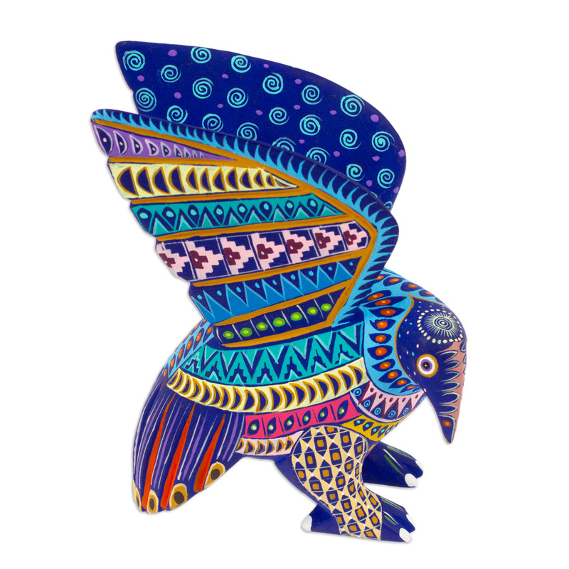 Wood Alebrije Eagle Figurine Hand-Painted in Mexico - Glorious