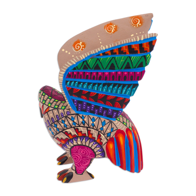 Figurilla de alebrije de madera - Colorida figura de águila alebrije de madera mexicana pintada a mano