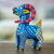 Wood alebrije figurine, 'Magical Sheep' - Copal Wood Alebrije Sheep Figurine Hand-Painted in Azure