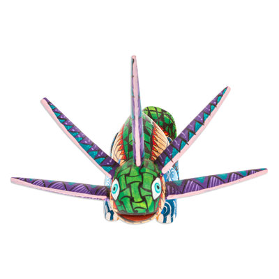 Figurilla de alebrije de madera - Figura Alebrije Axolotl de Madera Pintada en Verde y Azul