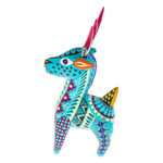 Wood alebrije figurine, 'Charming Turquoise Deer' - Copal Wood Alebrije Deer Figurine Painted in Turquoise Hues