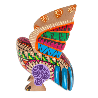 Figurilla de alebrije de madera - Figura de Águila Alebrije de Madera de Copal Pintada en Rojo y Azul