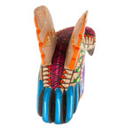 Wood alebrije figurine, 'Fiery Eagle' - Copal Wood Alebrije Eagle Figurine Painted in Red and Blue