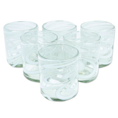 Handgeblasene Steingläser, (6er-Set) - Set mit 6 umweltfreundlichen handgeblasenen White Rocks-Gläsern