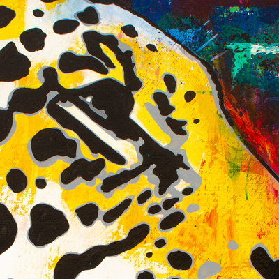 'Colors of the Jungle' - Pintura al óleo expresionista con temática de la selva de un jaguar firmada