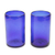 Blown recycled glass tumblers, 'Pure Cobalt' (pair) - Pair of Hand Blown Recycled Glass Tumblers in Cobalt Blue thumbail