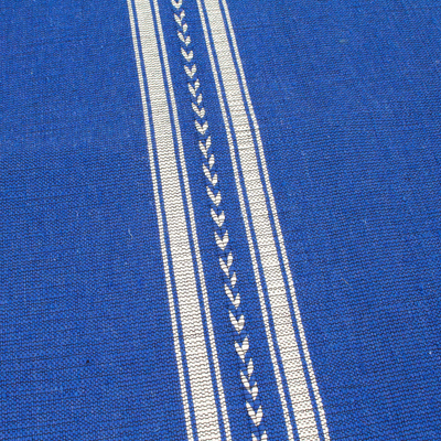 Cotton placemat, 'Magical Blue' - Blue & White Hand-Woven Zapotec Cotton Placemat from Mexico
