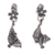 Sterling silver dangle earrings, 'Flowery Opossum' - Whimsical Floral Opossum-Themed Dangle Earrings from Mexico