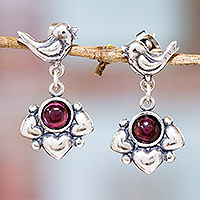 Garnet dangle earrings, 'Passion Chant'