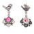 Garnet dangle earrings, 'Passion Chant' - Romantic Bird and Heart-Themed Garnet Dangle Earrings (image 2b) thumbail