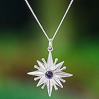 Amethyst pendant necklace, 'Constellation of the Sage' - Star-Themed Pendant Necklace with Amethyst Jewel