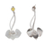 Pendientes colgantes de plata de ley - Pendientes colgantes de plata de ley con orquídeas y circonitas cúbicas