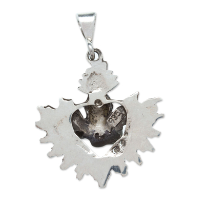 Sterling silver pendant, 'Cherub's Glory' - Religious Cherub-Themed Sterling Silver Pendant from Mexico