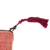 Silk-embroidered satin clutch, 'Flamingo Sunshine' - Sun-Themed Flamingo and Wine Silk-Embroidered Satin Clutch