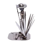 Upcycled metal sculpture, 'Agave Harvester' - Eco-Friendly Polished Upcycled Metal Sculpture of Harvester